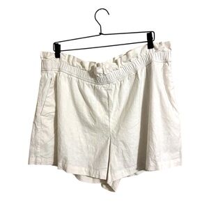 Express‎ White Linen Blend Pull On Shorts XL